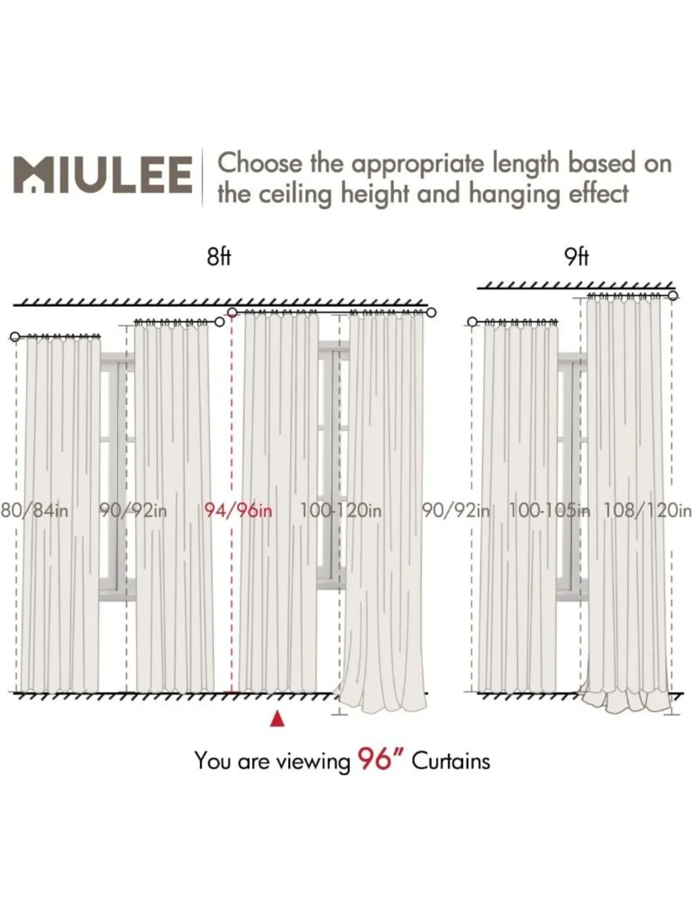96-Inch Thick Faux Linen Blackout Curtains - 2 Panels, Room Darkening Drapes